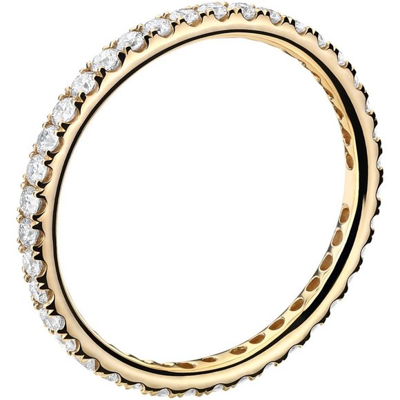 Riviera Pavé Diamond Eternity Ring in 18k Yellow Gold (1/2 ct. tw.); Sz4 LikeNew - Picture 3 of 6